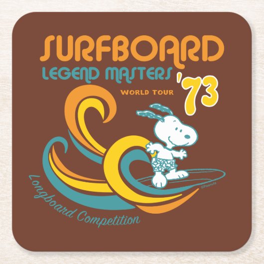 Peanuts | Snoopy Surfboard wedstrijd Kartonnen Onderzetters (Voorkant)