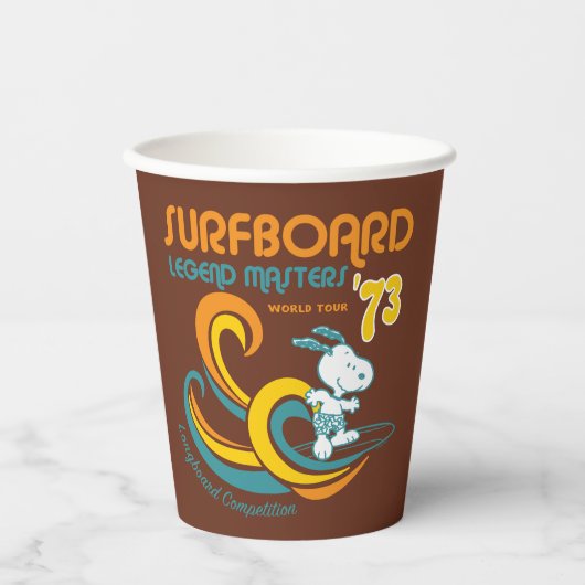 Peanuts | Snoopy Surfboard wedstrijd Papieren Bekers (Voorkant)