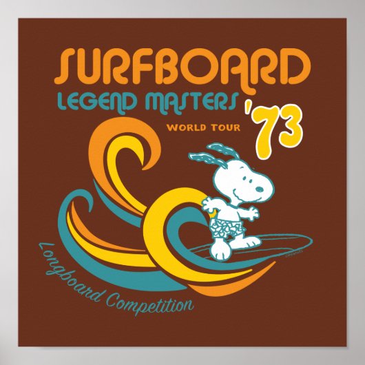Peanuts | Snoopy Surfboard wedstrijd Poster (Voorkant)