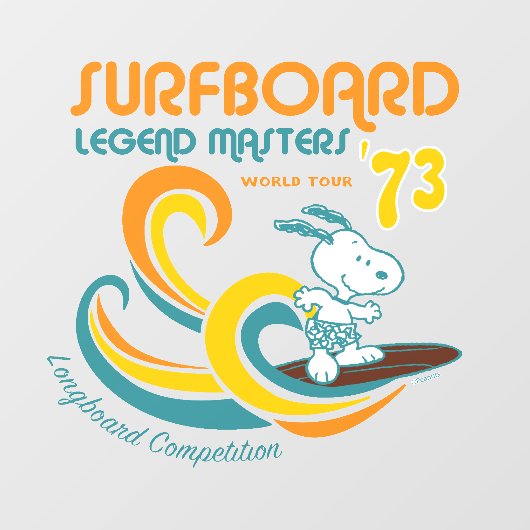 Peanuts | Snoopy Surfboard wedstrijd Raamsticker (Vel)