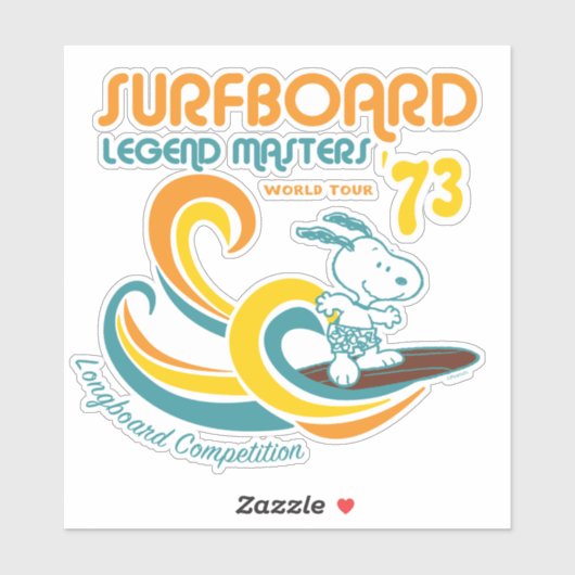 Peanuts | Snoopy Surfboard wedstrijd Sticker (Vel)