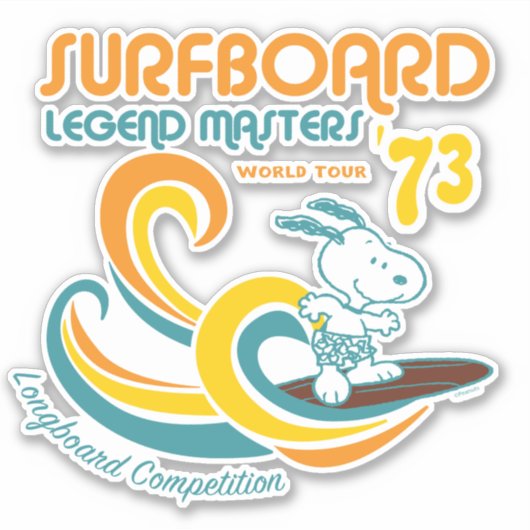 Peanuts | Snoopy Surfboard wedstrijd Sticker (Voorkant)