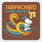Peanuts | Snoopy Surfboard wedstrijd Vierkante Sticker (Voorkant)
