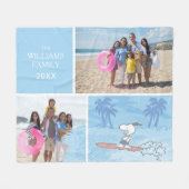 Peanuts | Snoopy Surfen | Naam en foto's toevoegen Fleece Deken (Voorkant (Horizontaal))