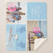 Peanuts | Snoopy Surfen | Voeg Jouw namen en foto' Sherpa Deken (Voorkant)