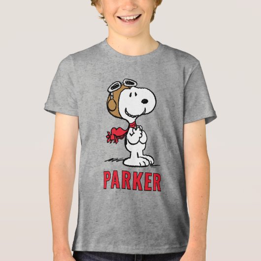 Peanuts | Snoopy The Flying Ace Tri-Blend Shirt (Voorkant)
