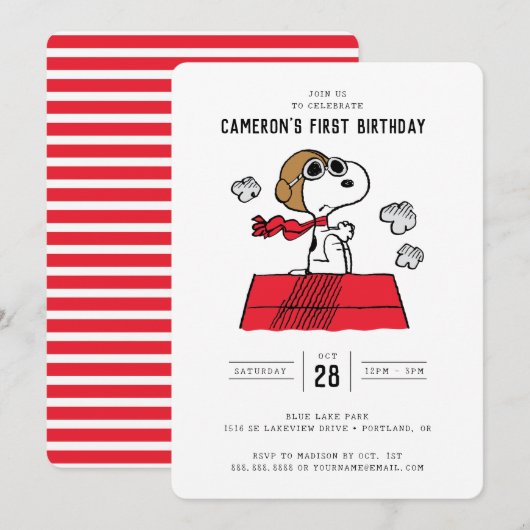 Peanuts | Snoopy the Flying Ace Verjaardag Kaart (Voorkant / Achterkant)