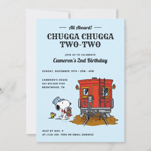 Peanuts Snoopy | Trein 2e verjaardagsfeestje Kaart (Voorkant)