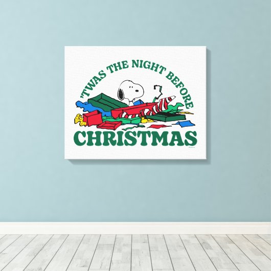 Peanuts | Snoopy 'Twas de nacht voor Kerstmis Canvas Afdruk (Insitu (Houten vloer))