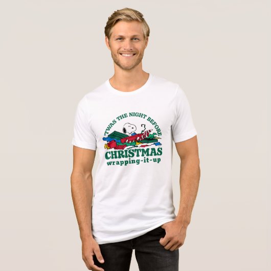 Peanuts | Snoopy 'Twas de nacht voor Kerstmis Tri-Blend Shirt (Voorkant volledig)