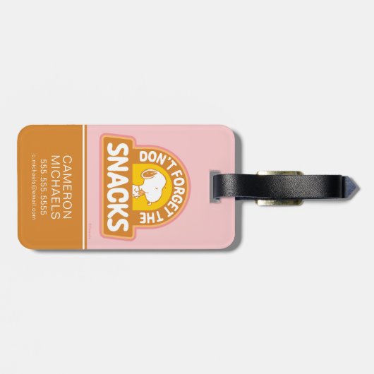 Peanuts | Snoopy Vergeet de Snacks niet Bagagelabel (Achterkant horizontaal)