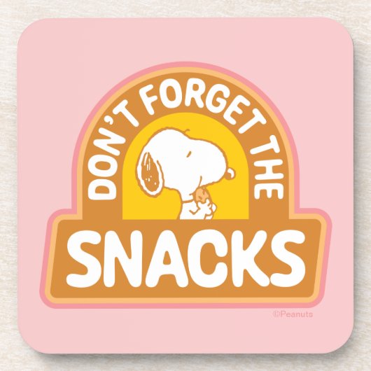 Peanuts | Snoopy Vergeet de Snacks niet Bier Onderzetter (Voorkant)