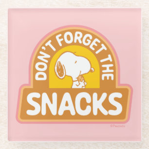Peanuts   Snoopy Vergeet de Snacks niet Glazen Onderzetter