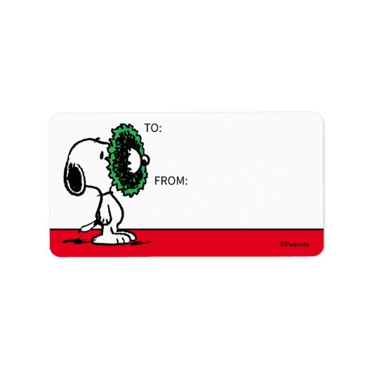 Peanuts | Snoopy voor de feestdagen cadeaubijsluit Etiket (Voorkant)