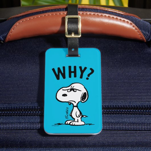 Peanuts | Snoopy vraagt zich af waarom? Bagagelabel (Voorkant Insitu 2)
