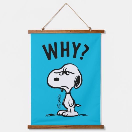 Peanuts | Snoopy vraagt zich af waarom? Hangend Wandkleed (Voorkant)