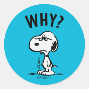 Peanuts   Snoopy vraagt zich af waarom? Ronde Sticker
