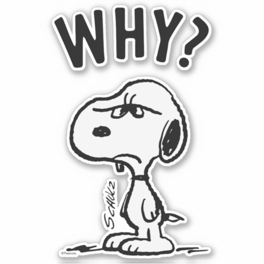 Peanuts | Snoopy vraagt zich af waarom? Sticker (Voorkant)