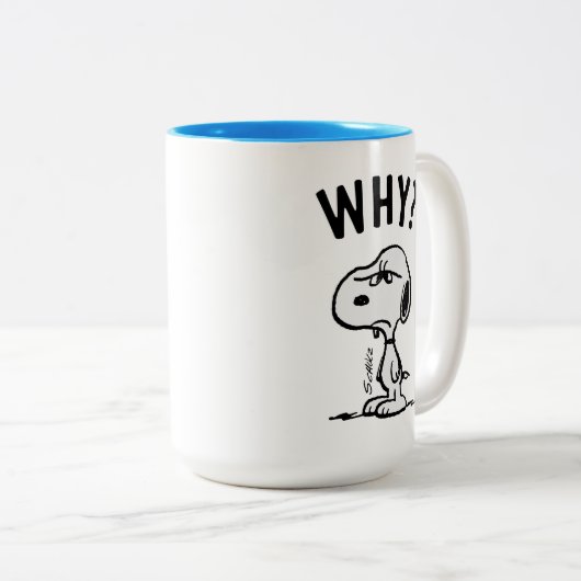 Peanuts | Snoopy vraagt zich af waarom? Tweekleurige Koffiemok (Voorkant rechts)