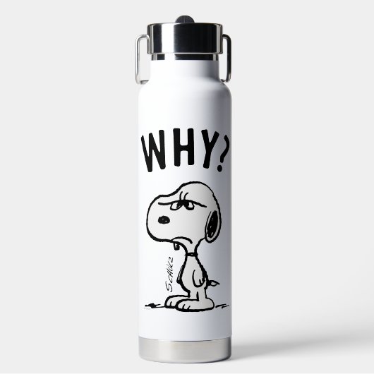 Peanuts | Snoopy vraagt zich af waarom? Waterfles (Voorkant)