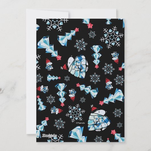 Peanuts Snoopy Winter Puffer Jack Feestdagenkaart (Achterkant)