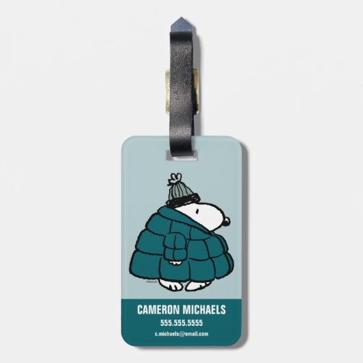 Peanuts | Snoopy Winter Puffer Jas Bagagelabel (Achterkant verticaal)