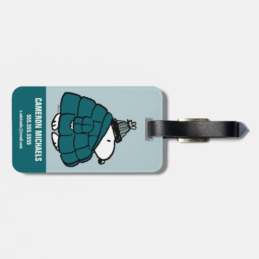 Peanuts | Snoopy Winter Puffer Jas Bagagelabel (Achterkant horizontaal)