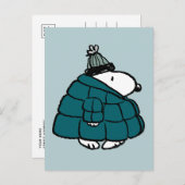 Peanuts | Snoopy Winter Puffer Jas Briefkaart (Voorkant / Achterkant)