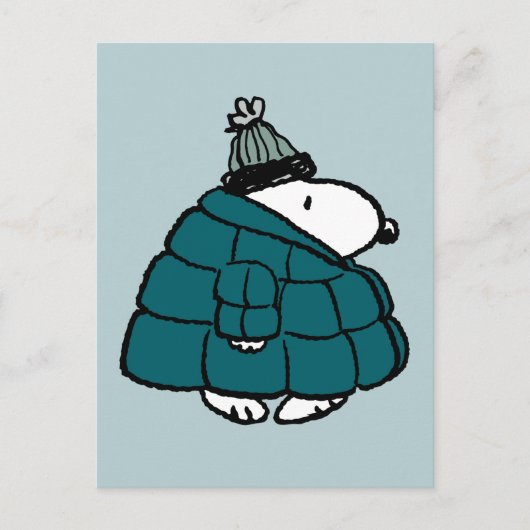 Peanuts | Snoopy Winter Puffer Jas Briefkaart (Voorkant)