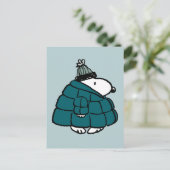 Peanuts | Snoopy Winter Puffer Jas Briefkaart (Staand voorkant)