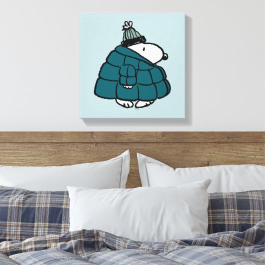 Peanuts | Snoopy Winter Puffer Jas Canvas Afdruk (Insitu (Slaapkamer))