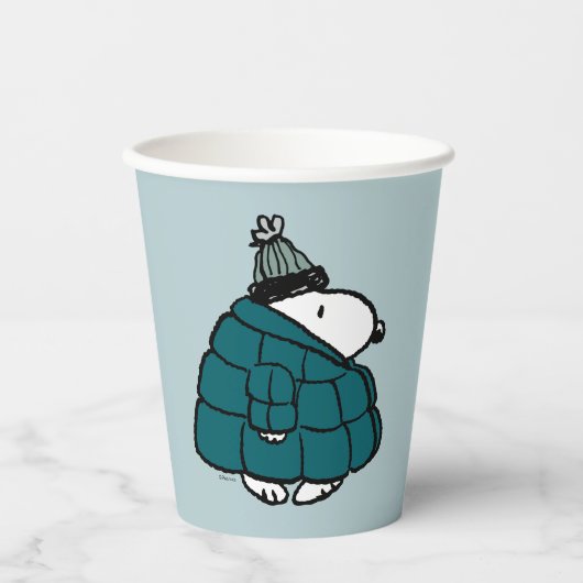 Peanuts | Snoopy Winter Puffer Jas Papieren Bekers (Voorkant)
