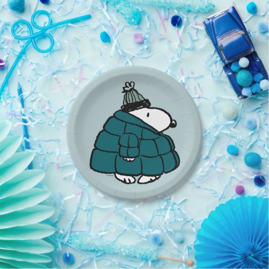 Peanuts | Snoopy Winter Puffer Jas Papieren Bordje (Feest)