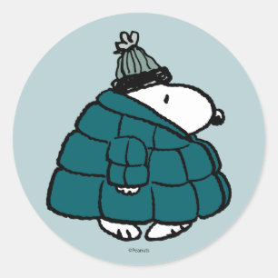 Peanuts   Snoopy Winter Puffer Jas Ronde Sticker