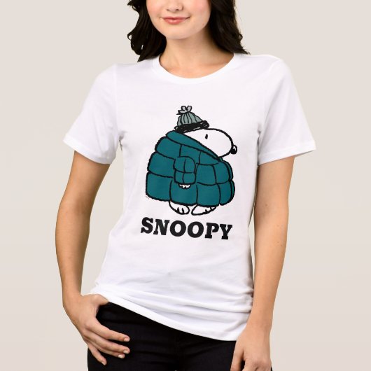 Peanuts | Snoopy Winter Puffer Jas Tri-Blend Shirt (Voorkant)