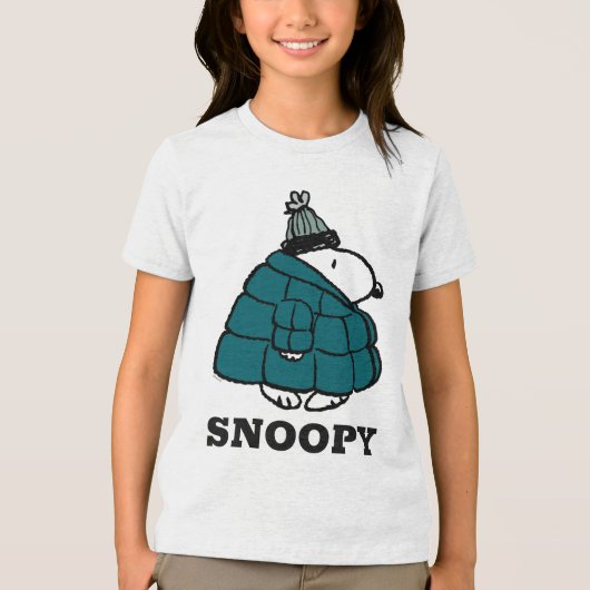 Peanuts | Snoopy Winter Puffer Jas Tri-Blend Shirt (Voorkant)