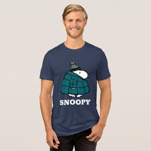 Peanuts | Snoopy Winter Puffer Jas Tri-Blend Shirt (Voorkant volledig)