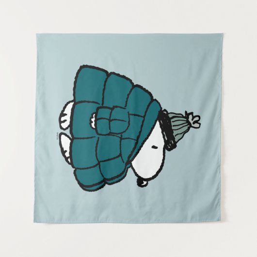 Peanuts | Snoopy Winter Puffer Jas Wandkleed (Voorkant (horizontaal))