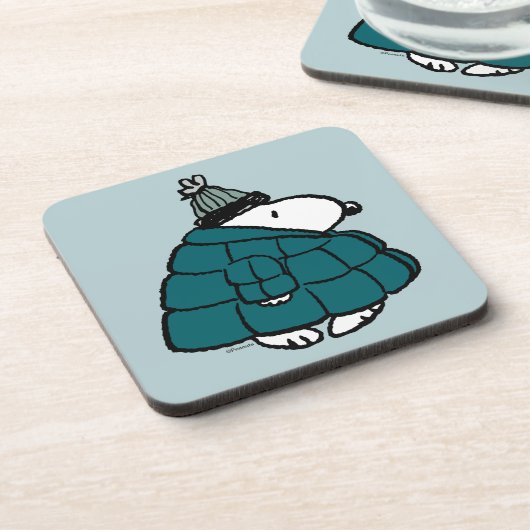 Peanuts | Snoopy Winter Puffy Jacket Bier Onderzetter (Linkerzijde)