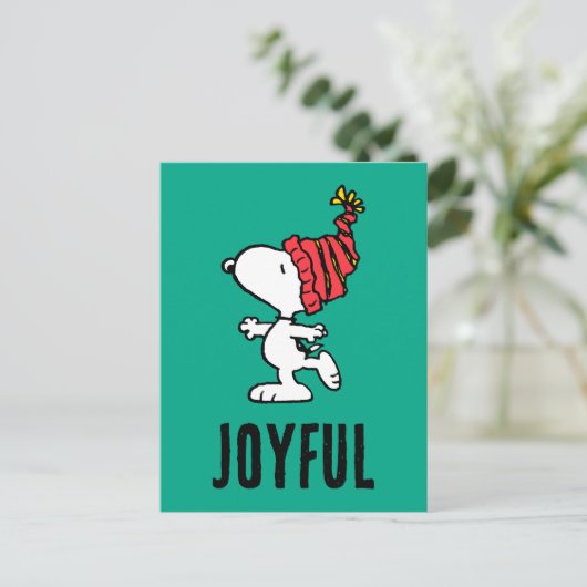 Peanuts | Snoopy Winter Vrolijk kerstfeest Feestdagenkaart (Staand voorkant)