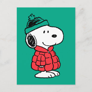 Peanuts   Snoopy Winterjas & Hoed Briefkaart