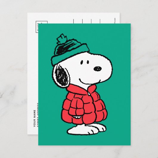 Peanuts | Snoopy Winterjas & Hoed Briefkaart (Voorkant / Achterkant)