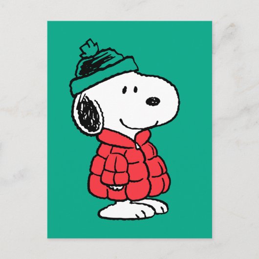 Peanuts | Snoopy Winterjas & Hoed Briefkaart (Voorkant)