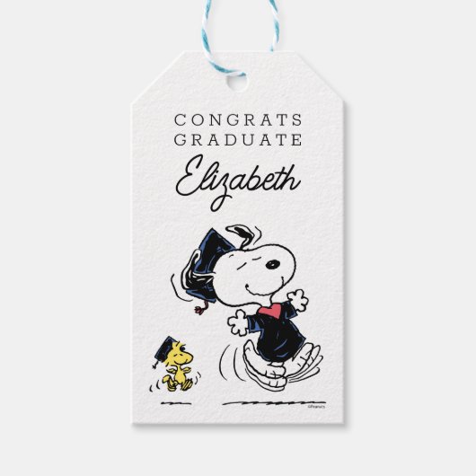 Peanuts | Snoopy & Woodstock Afstuderen Cadeaulabel (Voorkant)