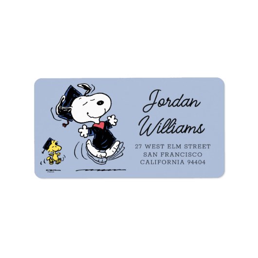 Peanuts | Snoopy & Woodstock Afstuderen Etiket (Voorkant)