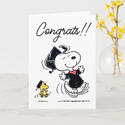 Peanuts | Snoopy & Woodstock Afstuderen Kaart (Gele Bloem)