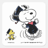 Peanuts | Snoopy & Woodstock Afstuderen Vierkante Sticker (Voorkant)