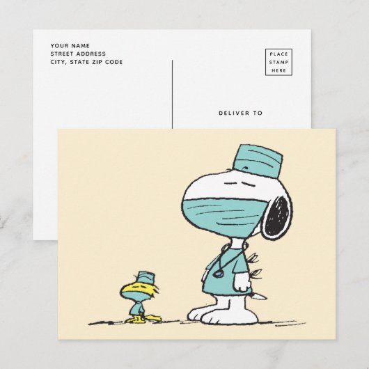 Peanuts | Snoopy & Woodstock Artsen Briefkaart (Voorkant / Achterkant)