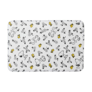 Peanuts   Snoopy & Woodstock B&W Bloempatroon Badmat