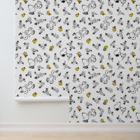 Peanuts | Snoopy & Woodstock B&W Bloempatroon
